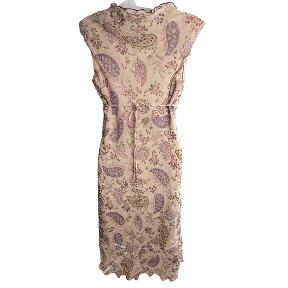 Vintage Jonathan Martin Womens Size 11 Boho Floral Paisley Midi Light Pink Dress - Picture 2 of 6